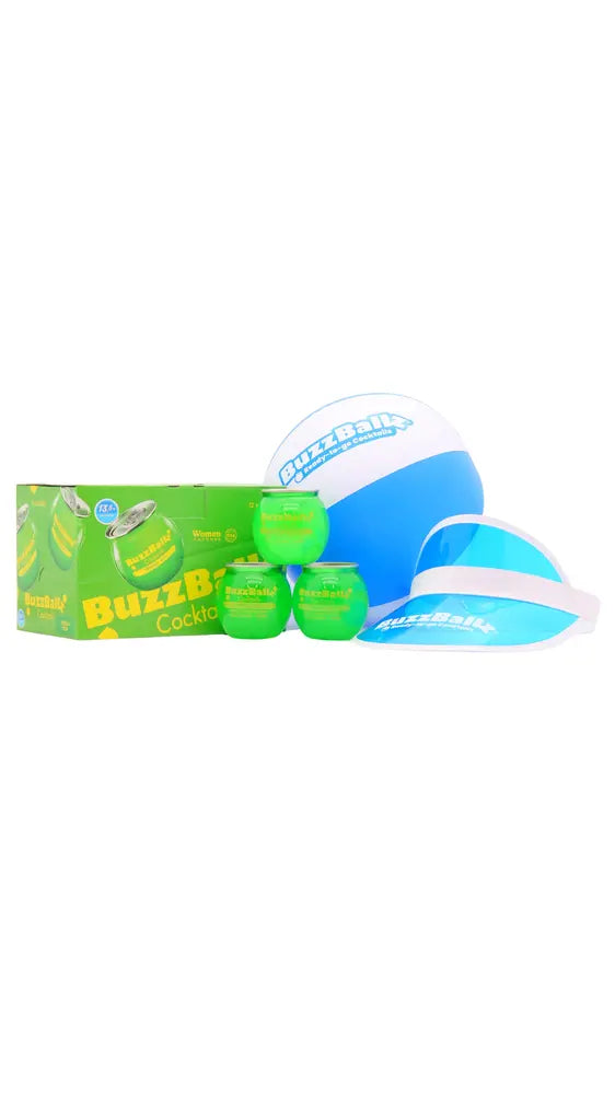 BuzzBallz - Tequila Rita Cocktail 20cl x 12 13.5% ABV (12 x 20cl)- (Includes Beach Ball & Sun Visor)