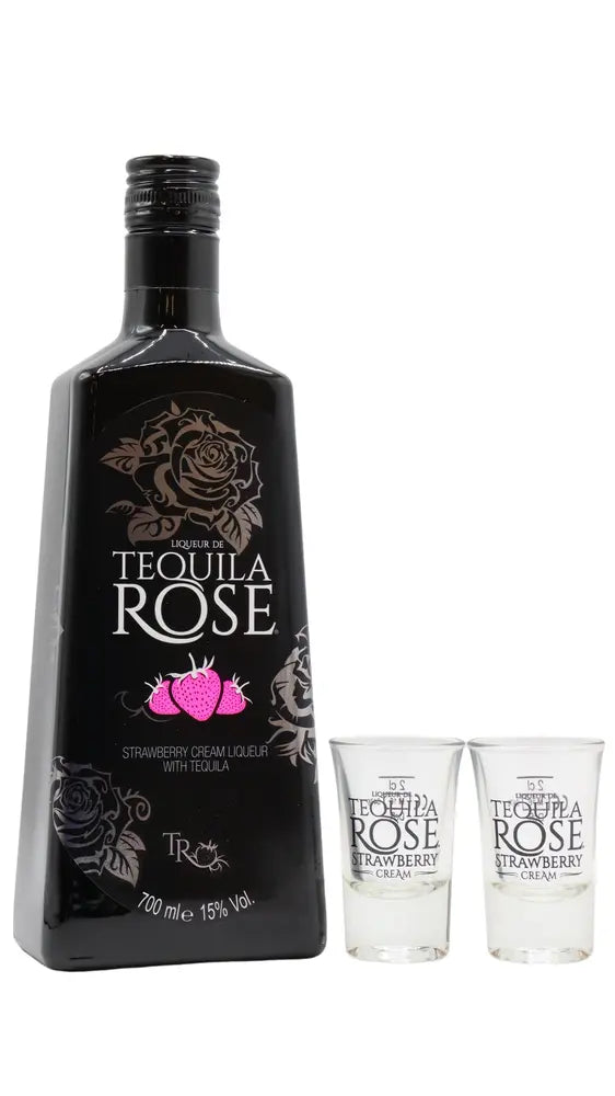 Tequila Rose - Original Strawberry Cream Liqueur 70cl 15% ABV (Includes Shot Glasses)