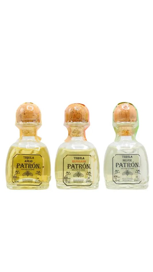 Patron - Silver- Reposado & Anejo Tequila 5cl x 3 40% ABV Miniatures