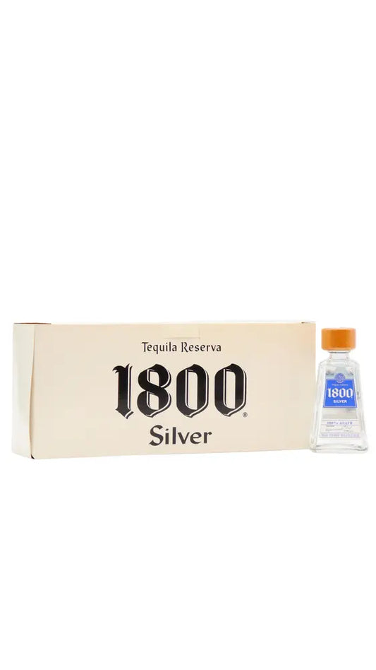 1800 - Silver Tequila 5cl x 10 40% ABV Miniatures- (10 x 5cl)